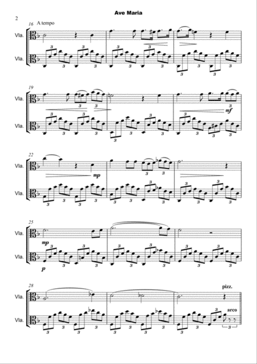 Ave Maria by Franz Schubert, Viola Duet String Duet scores gallery preview page 3