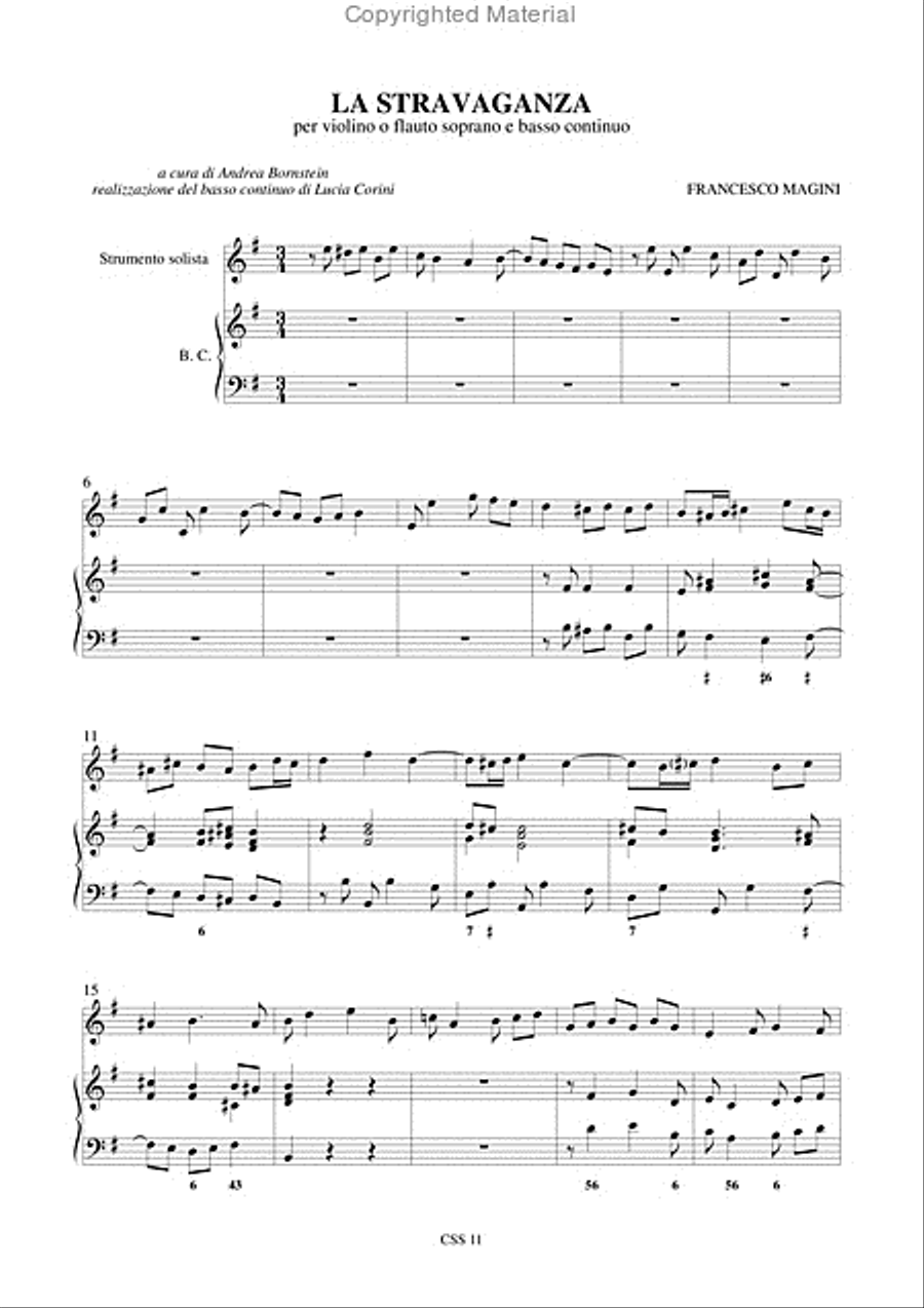 La Stravaganza for Violin (Descant Recorder) and Continuo Flute scores gallery preview page 2