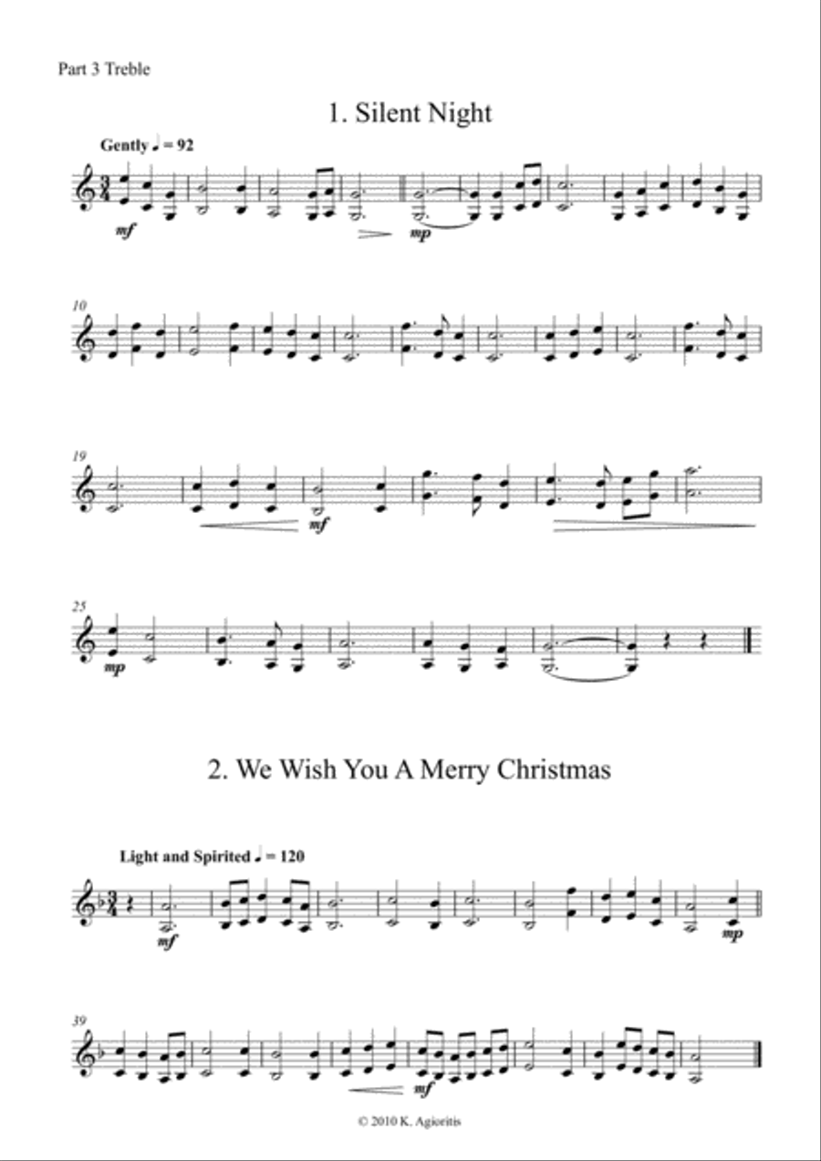 Carols for Four (or more) - Fifteen Carols with Flexible Instrumentation - Part 3 - C Treble Clef