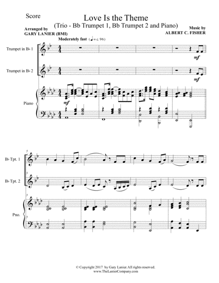 LOVE IS THE THEME (Trio – Bb Trumpet 1, Bb Trumpet 2 & Piano with Score/Parts) image number null