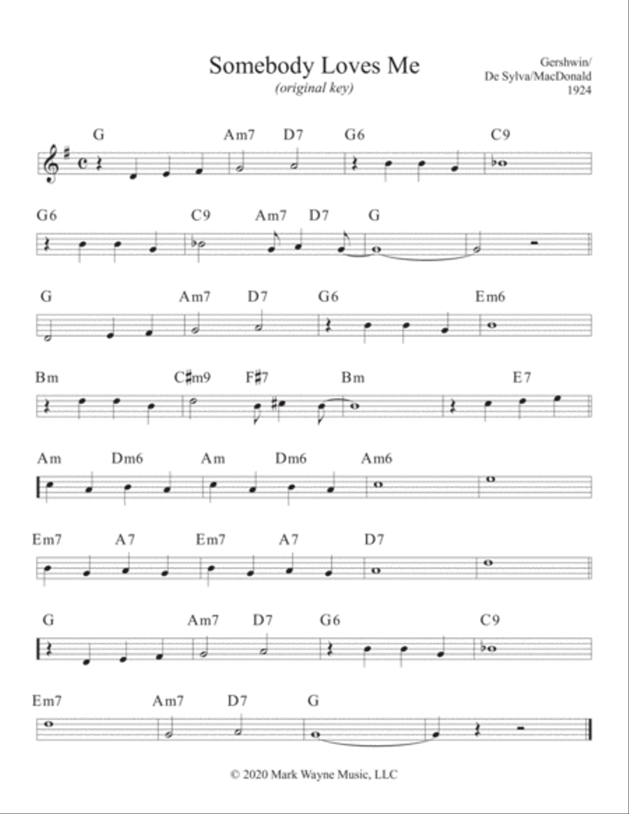 Somebody Loves Me Piano scores gallery preview page 1