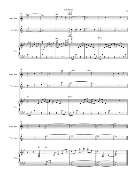 O Mio Babbino Caro (Puccini) for Soprano Saxophone & Tenor Saxophone Duo and Piano Accompaniment wit image number null
