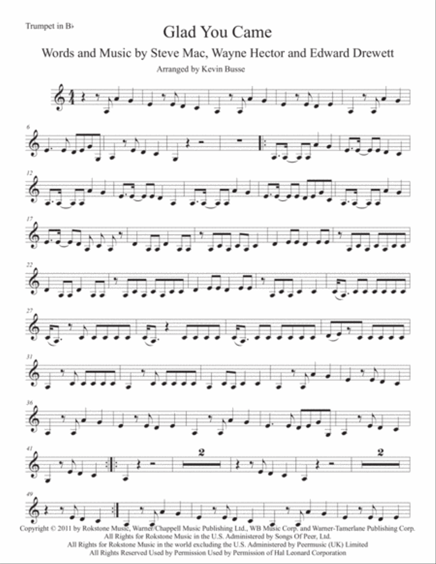 Glad You Came Trumpet Solo scores gallery preview page 1