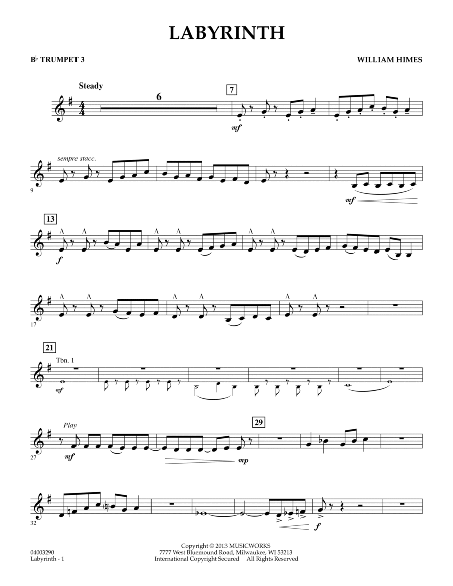 Labyrinth - Bb Trumpet 3 Concert Band scores gallery preview page 1