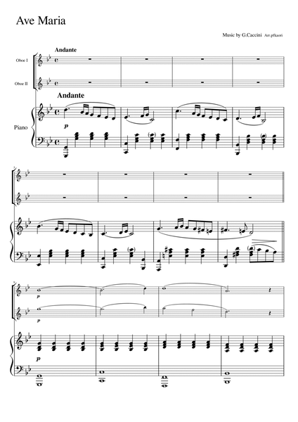 Caccini "Ave Maria" Piano trio/oboe duo image number null