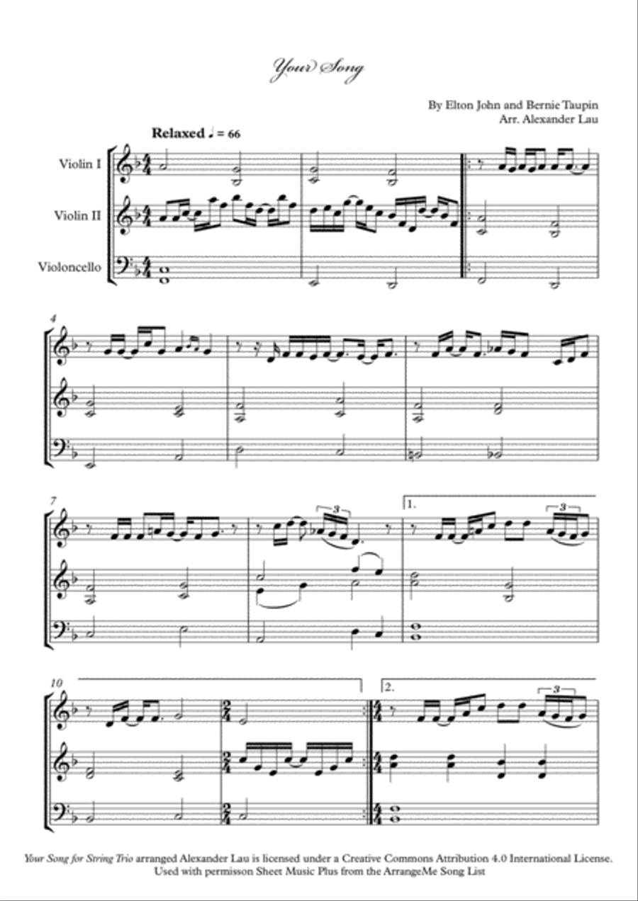 Your Song String Trio scores gallery preview page 2