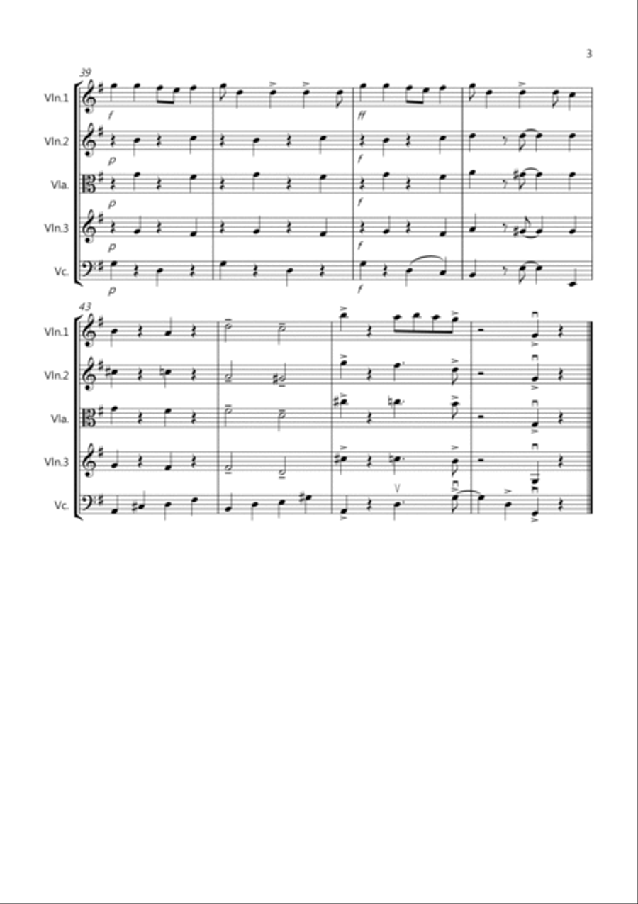 Three Blind Mice for String Quartet String Quartet scores gallery preview page 3