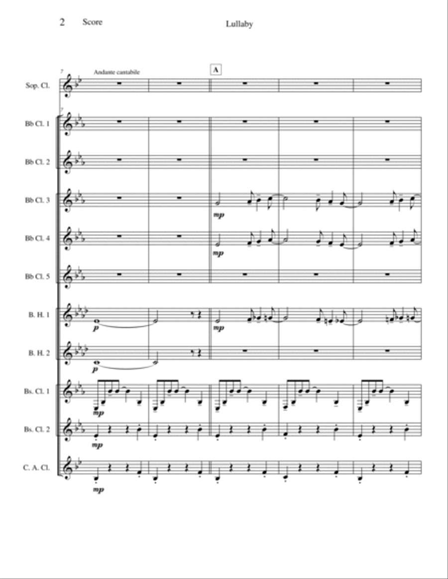 Lullaby (for String Quartet) Clarinet Choir scores gallery preview page 2