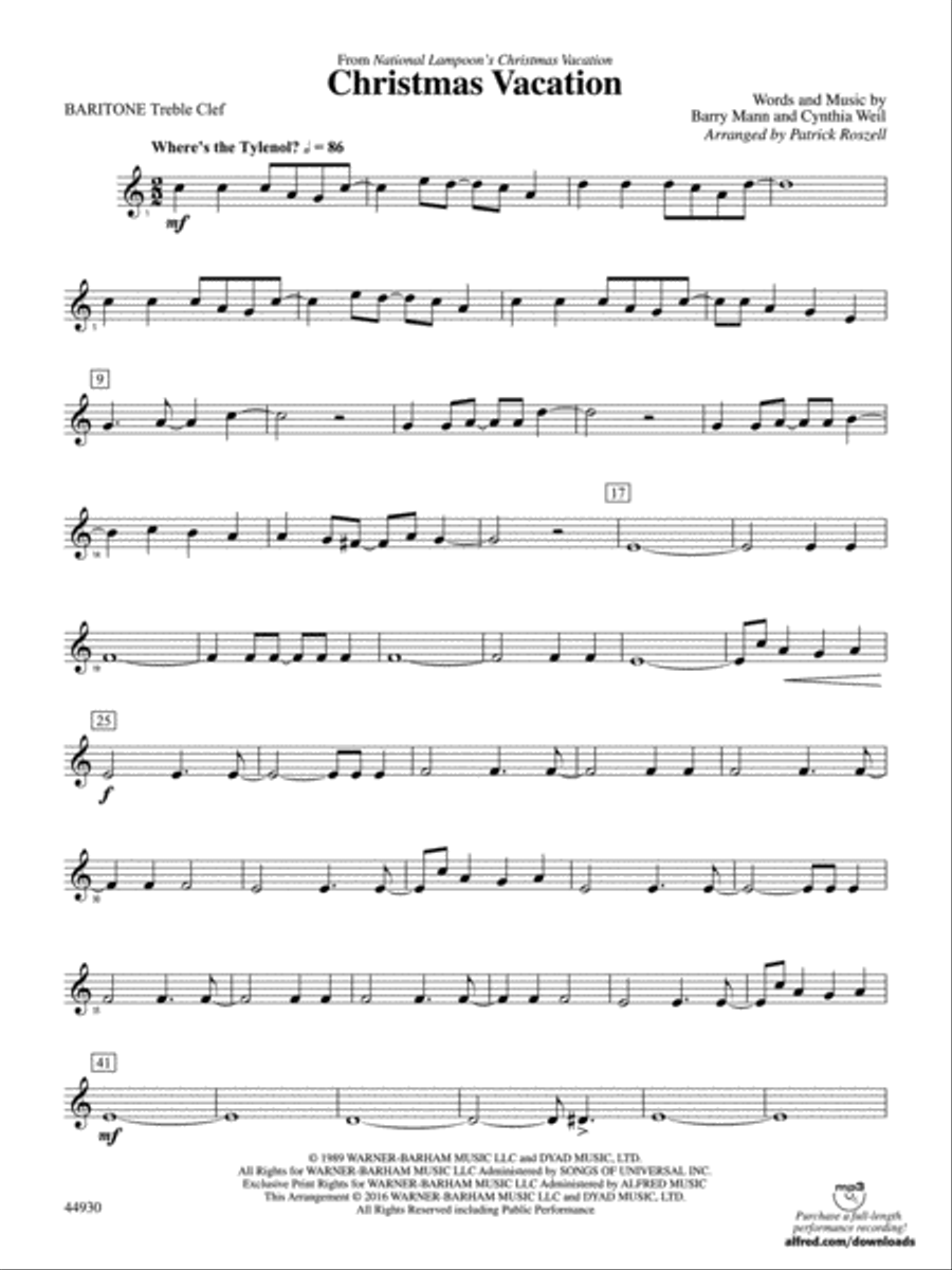 Book cover for Christmas Vacation: Baritone T.C.