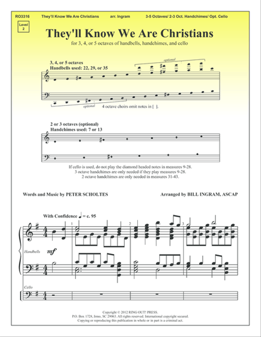 They'll Know We Are Christians 5-Octaves scores gallery preview page 1