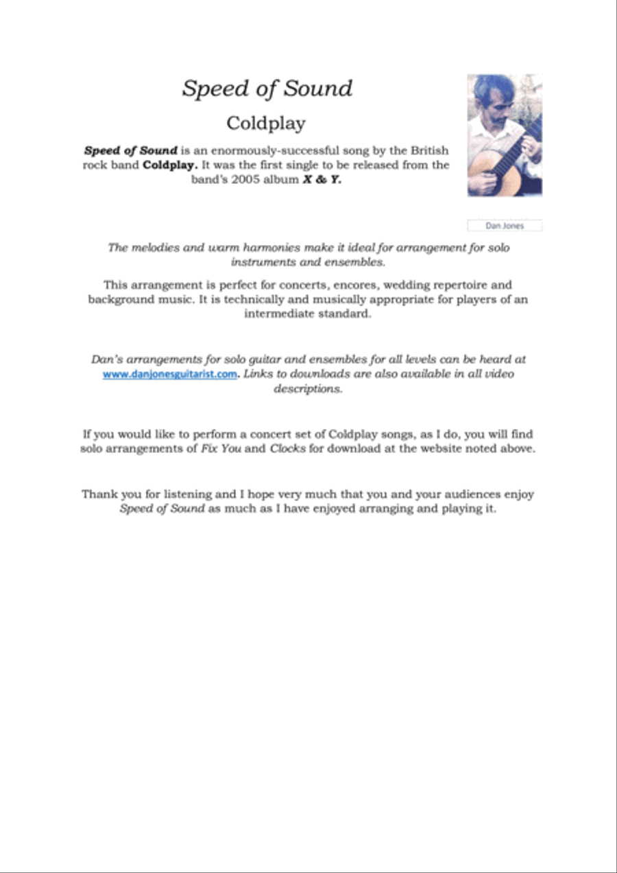 Speed Of Sound Guitar Tablature scores gallery preview page 1
