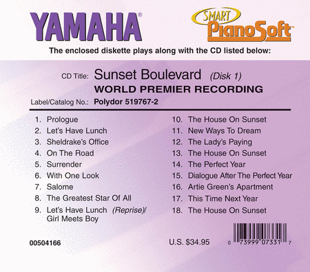 Sunset Boulevard - World Premier Recording (2-Disc Set) - Piano Software