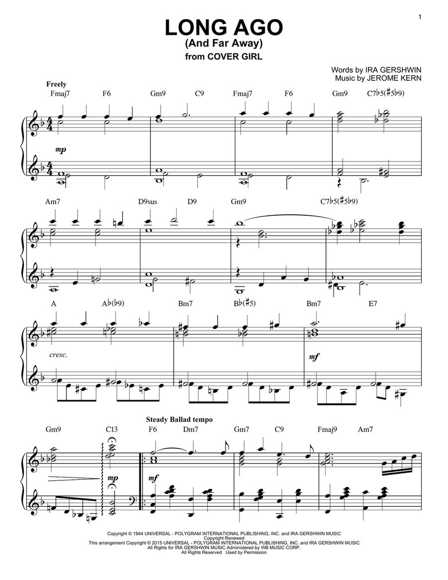 Long Ago (And Far Away) [Jazz version] (arr. Brent Edstrom) Piano Solo scores gallery preview page 1