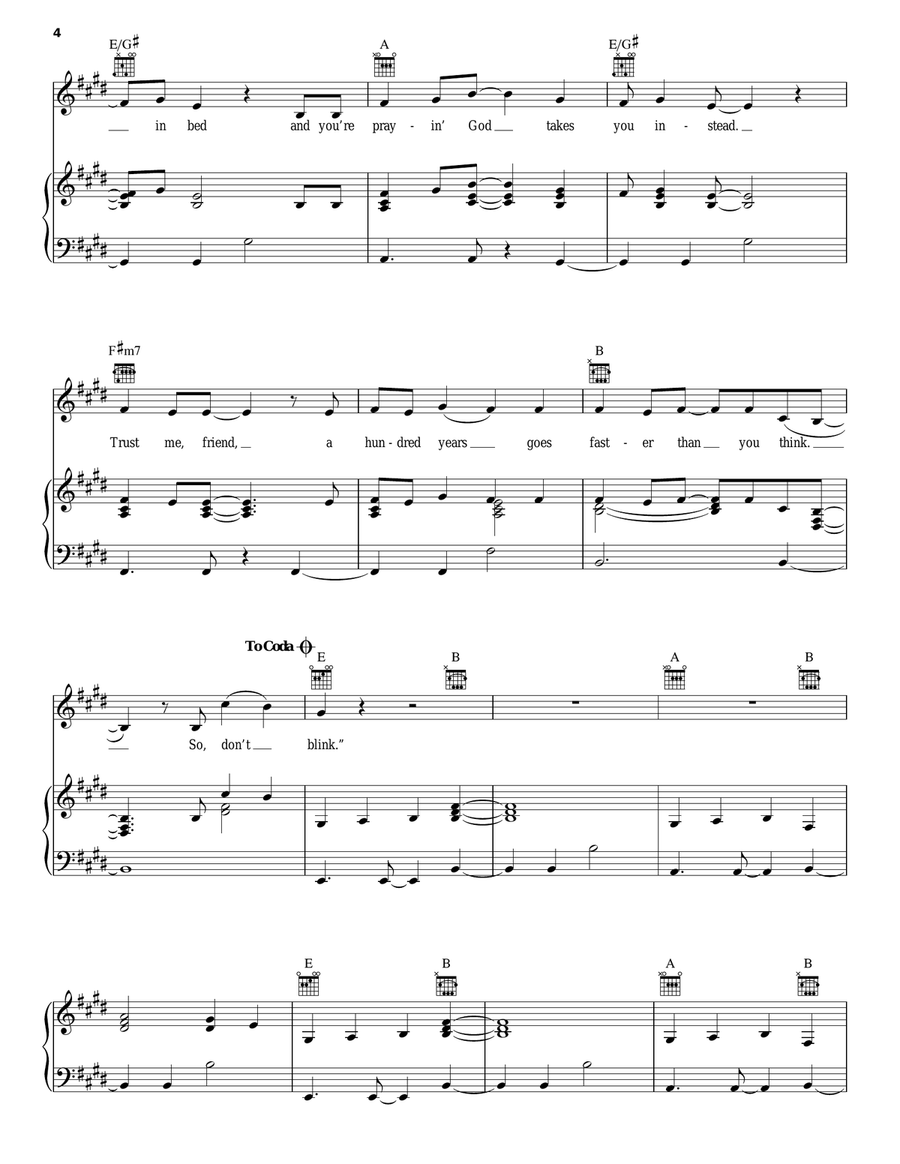 Don't Blink Piano, Vocal, Guitar scores gallery preview page 4