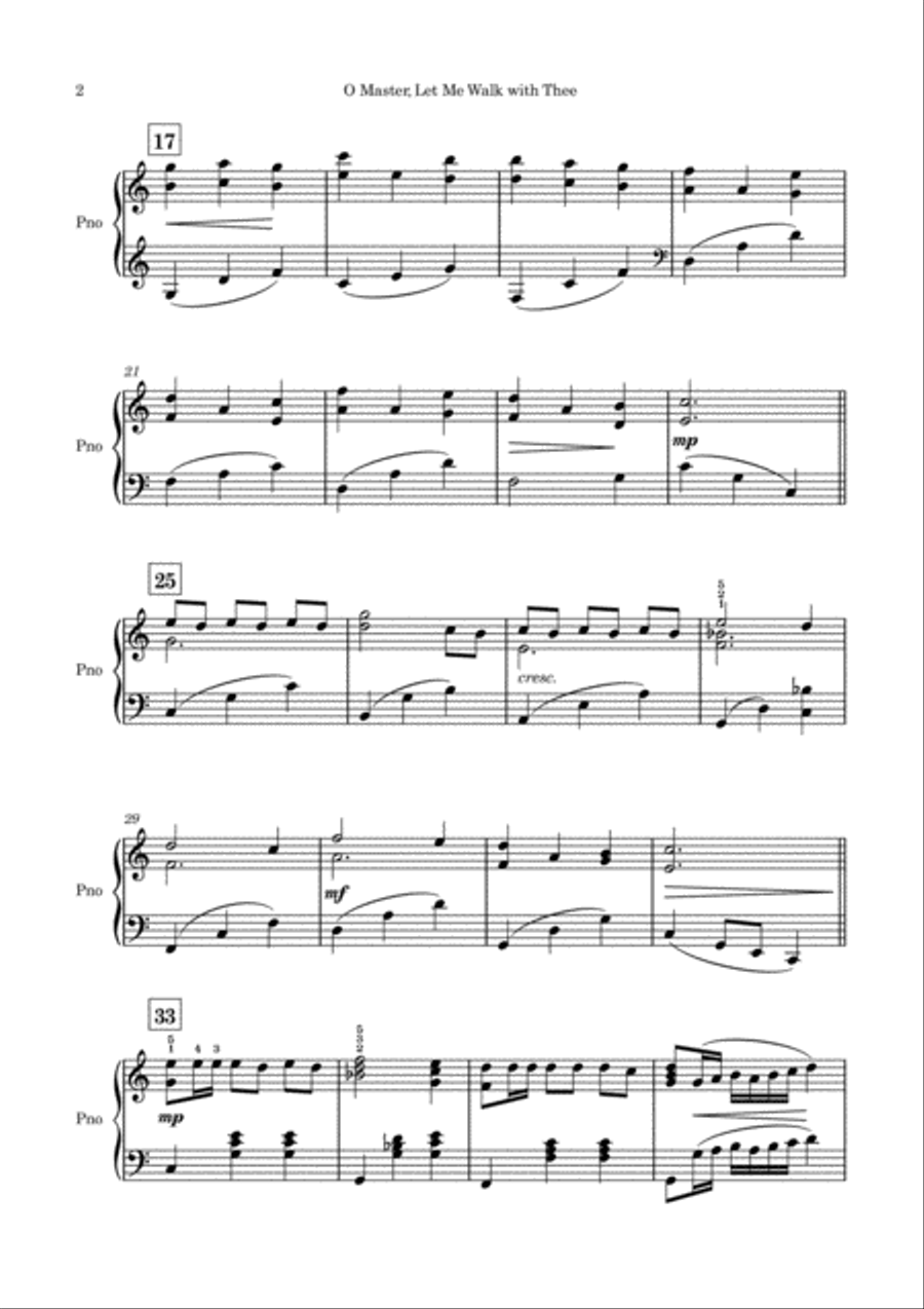 O Master, Let Me Walk with Thee - Piano Solo Piano Solo scores gallery preview page 3
