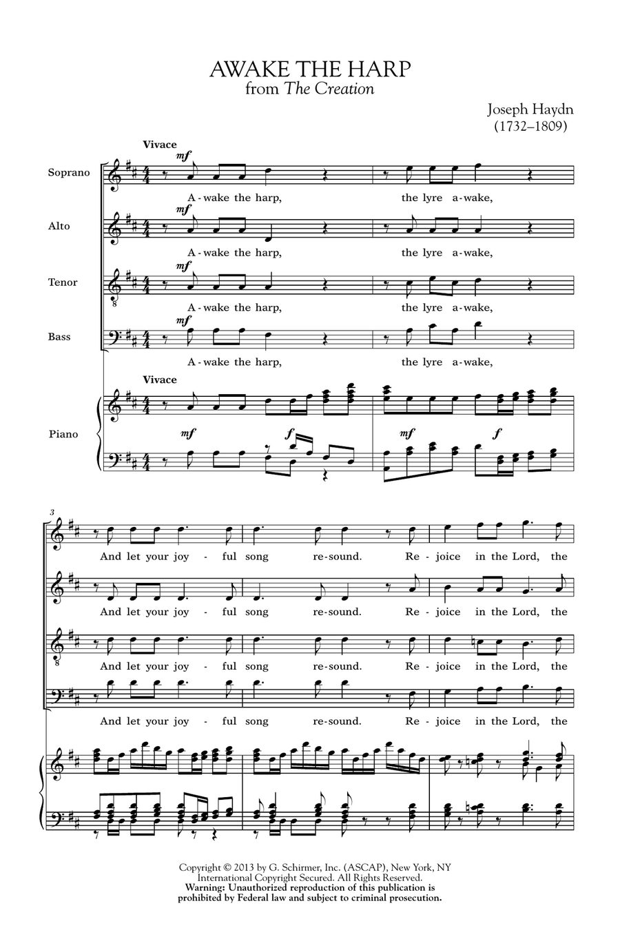 Awake The Harp Awake The Harp 4-Part scores gallery preview page 1
