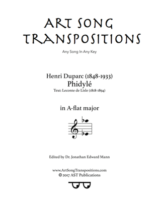 DUPARC: Phidylé (transposed to A-flat major)