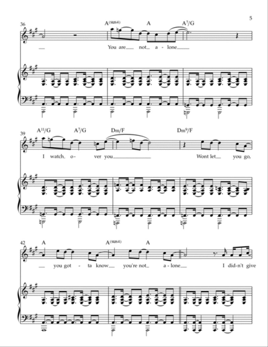 Not Alone Piano, Vocal, Guitar scores gallery preview page 5