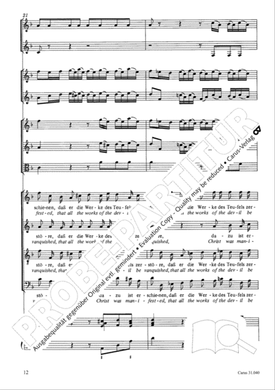 Christ was manifested for this purpose (Dazu ist erschienen der Sohn Gottes) ATB scores gallery preview page 13