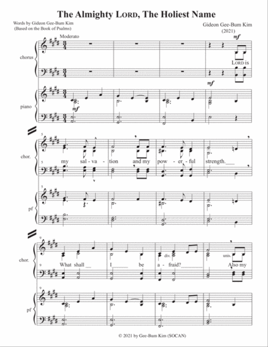 The Almighty LORD, The Holiest Name 4-Part scores gallery preview page 4