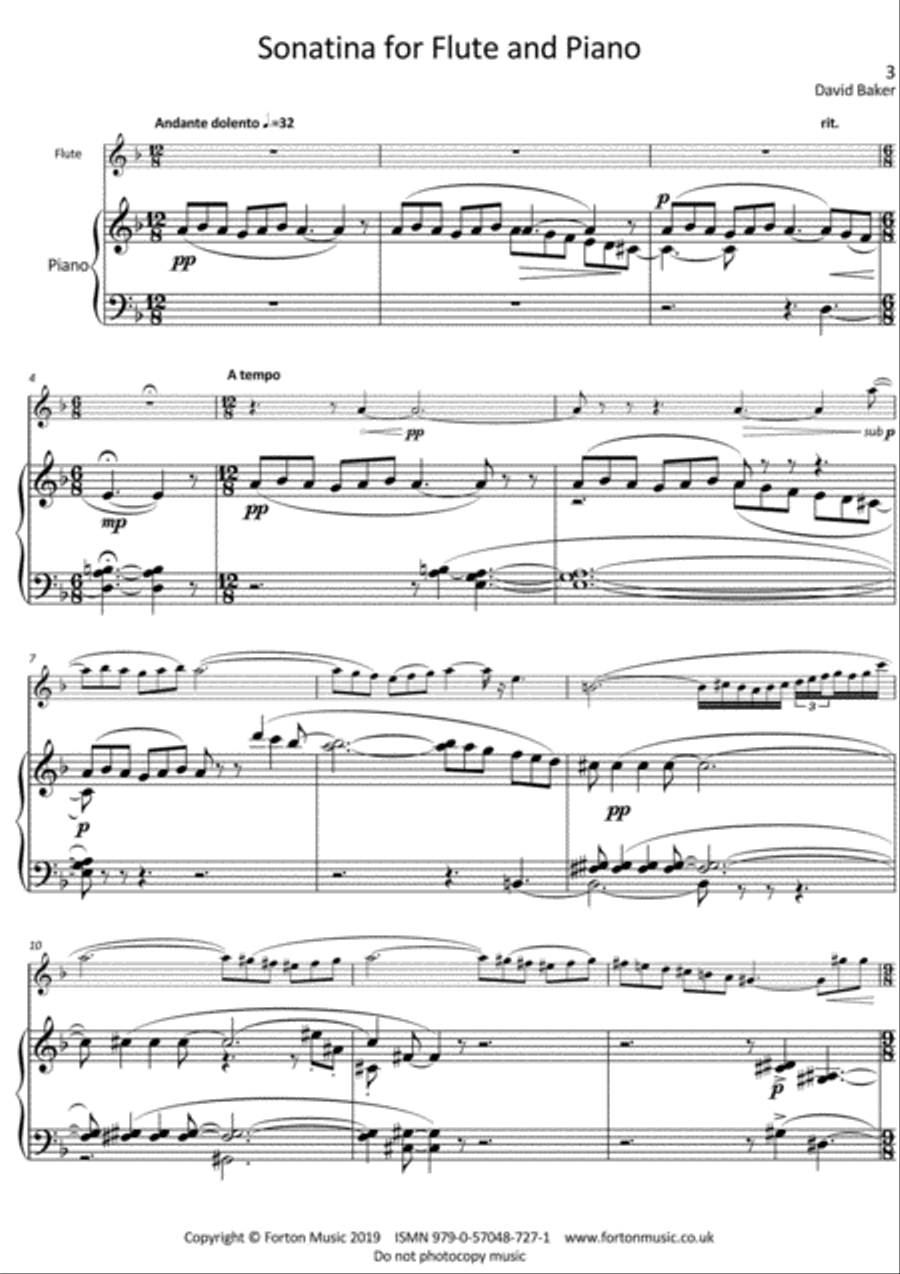 Sonatina for Flute and Piano Flute Solo scores gallery preview page 2