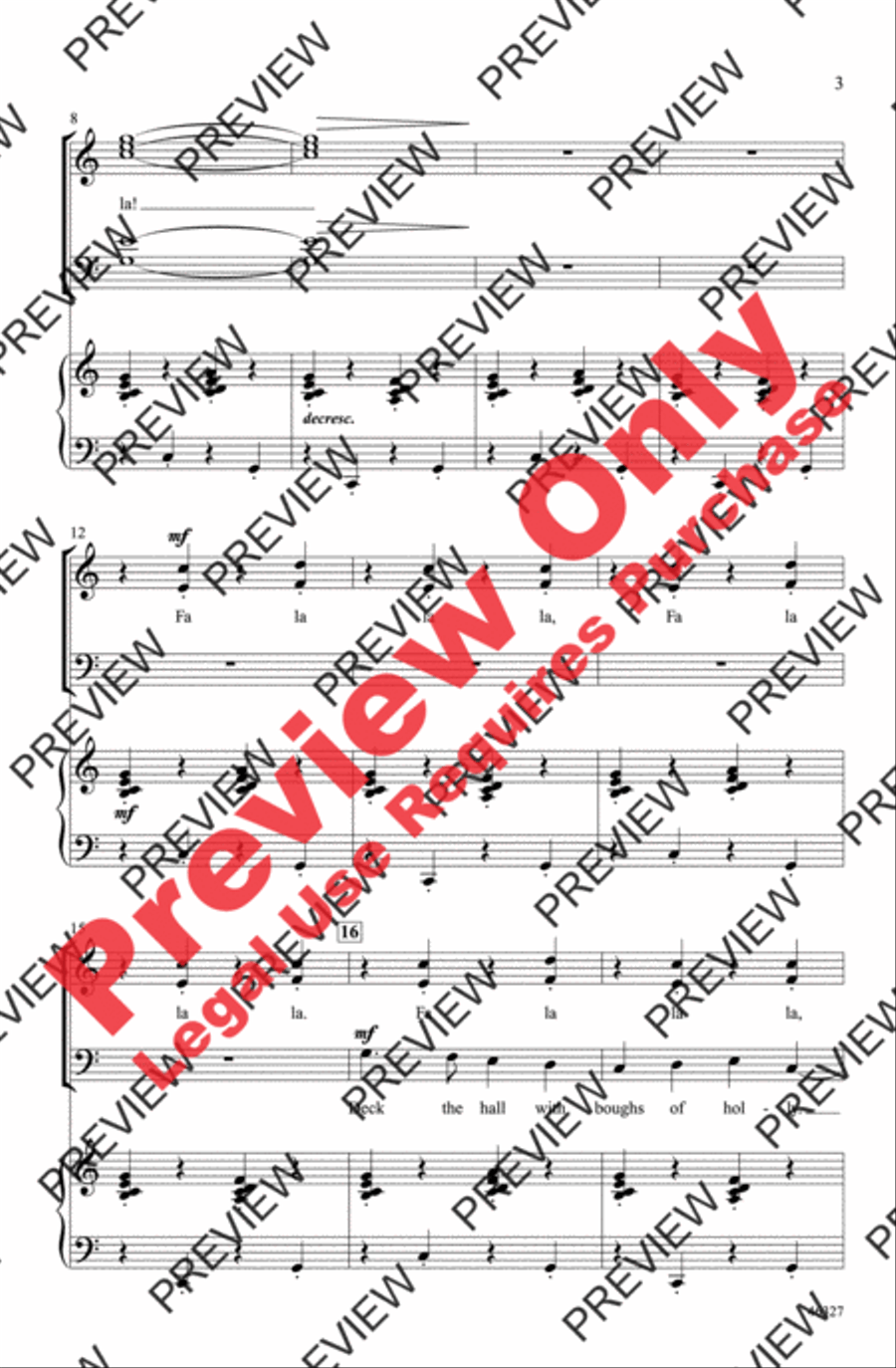 Deck the Hall 4-Part scores gallery preview page 3