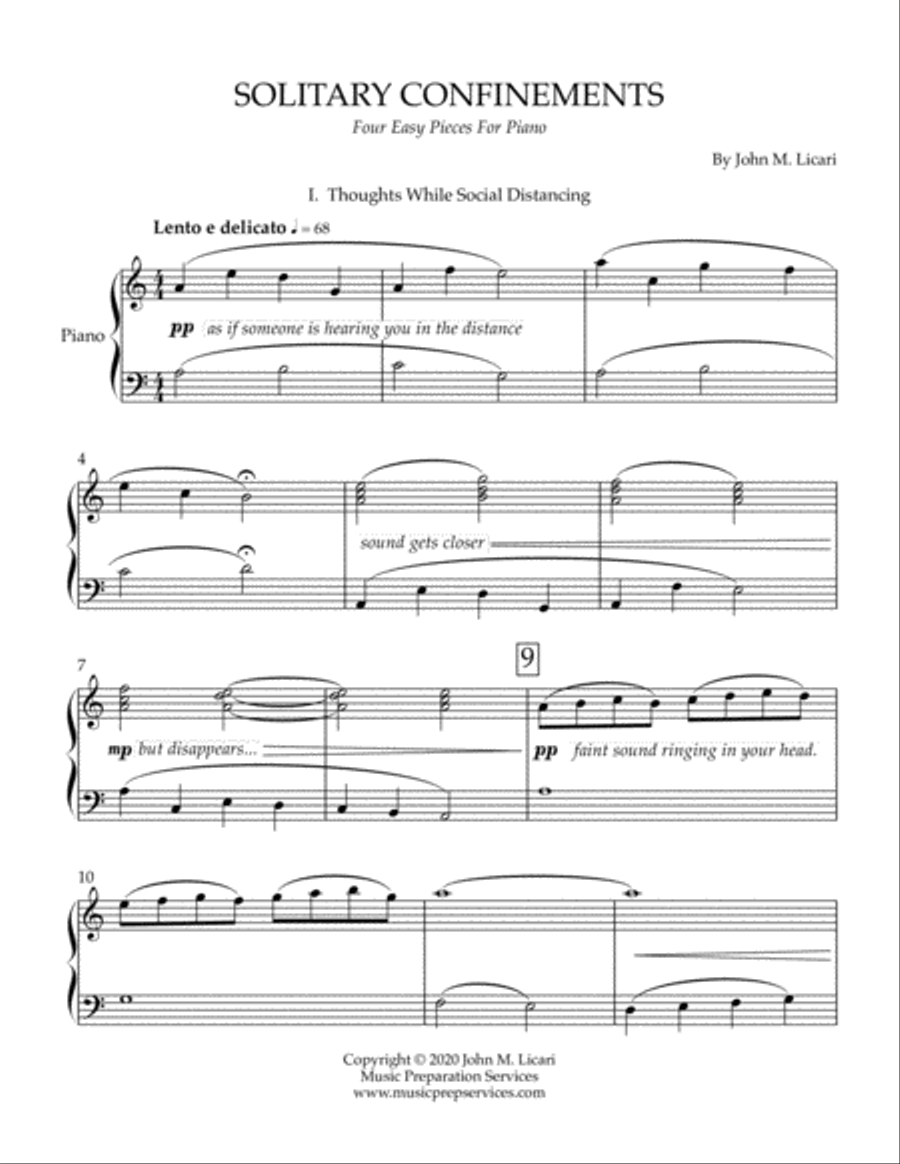 Solitary Confinements (Four Easy Pieces For Piano) - John M. Licari Piano Method scores gallery preview page 3