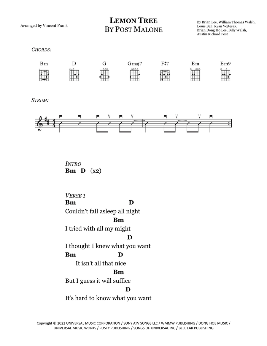 Lemon Tree Acoustic Guitar scores gallery preview page 1
