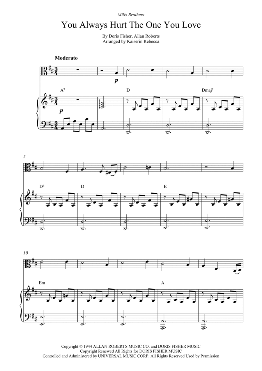 You Always Hurt The One You Love Viola scores gallery preview page 1