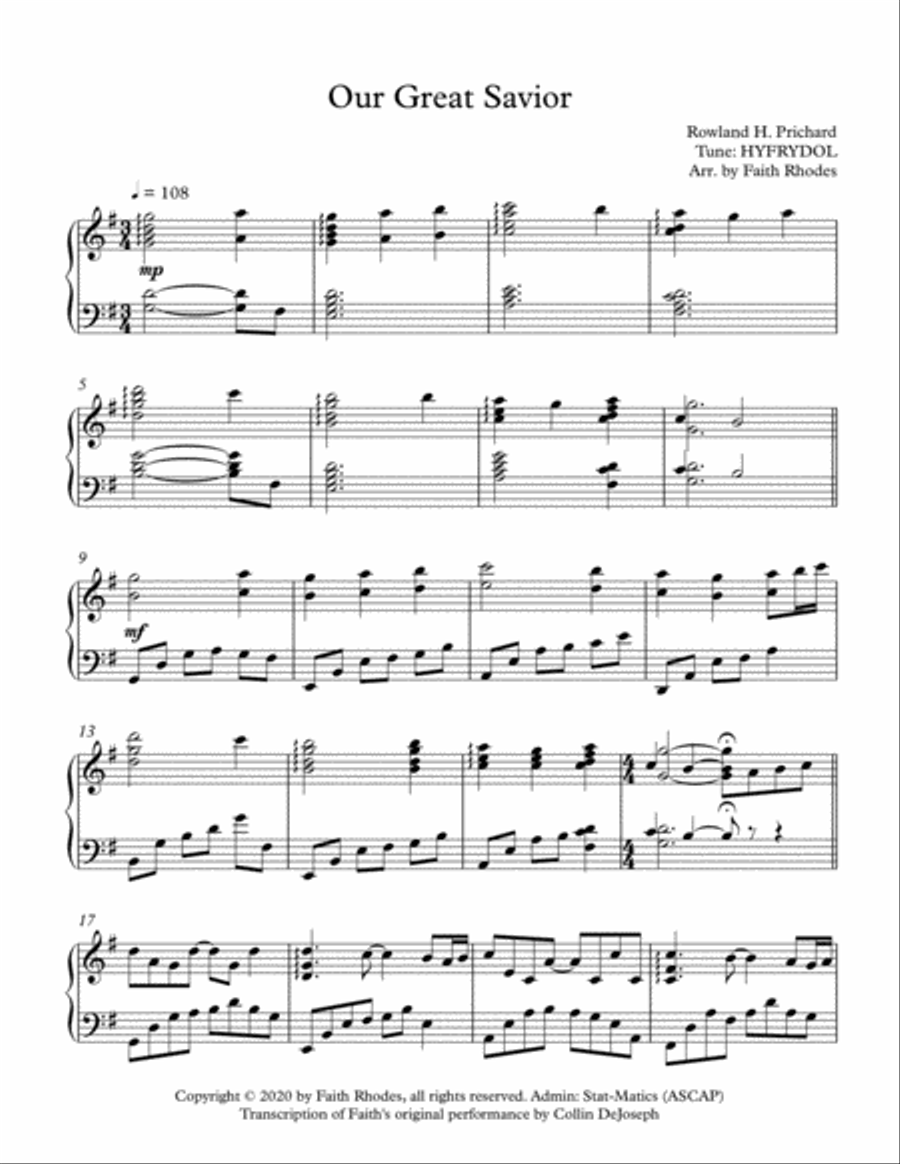 Our Great Savior Piano Solo scores gallery preview page 1