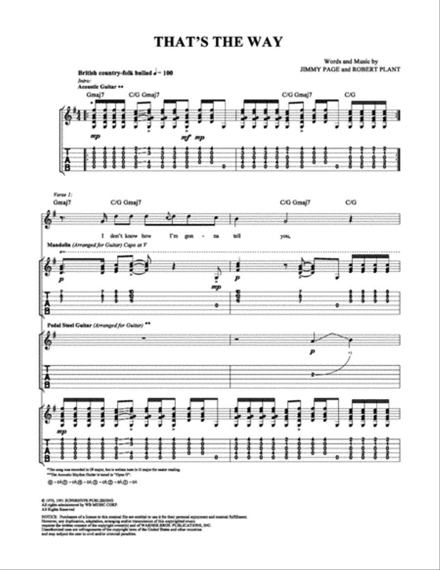 That's the Way Guitar Tablature scores gallery preview page 1