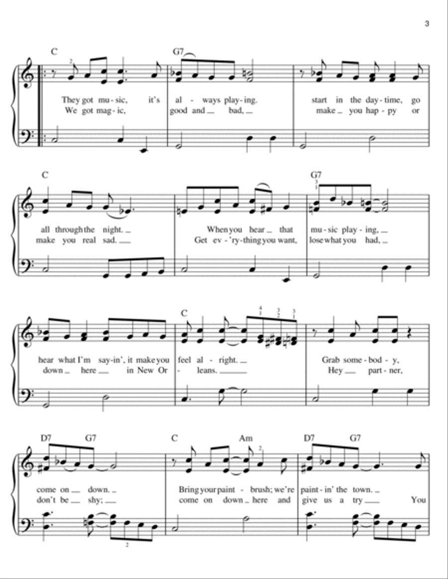 Down In New Orleans Easy Piano scores gallery preview page 3