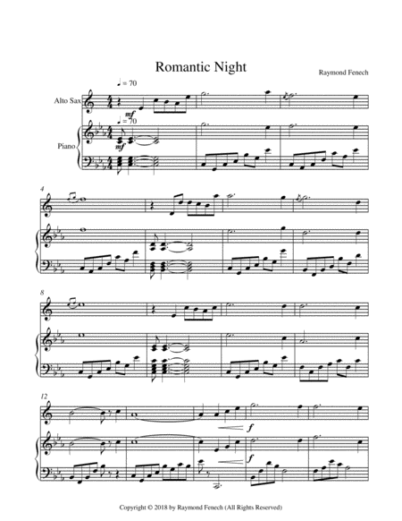 Romantic Night - Solo Alto Saxophone and Piano image number null