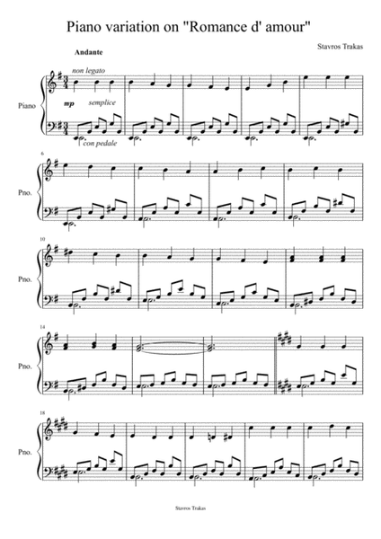 Piano variation on "Romance d' Amour" aka Jeux interdits