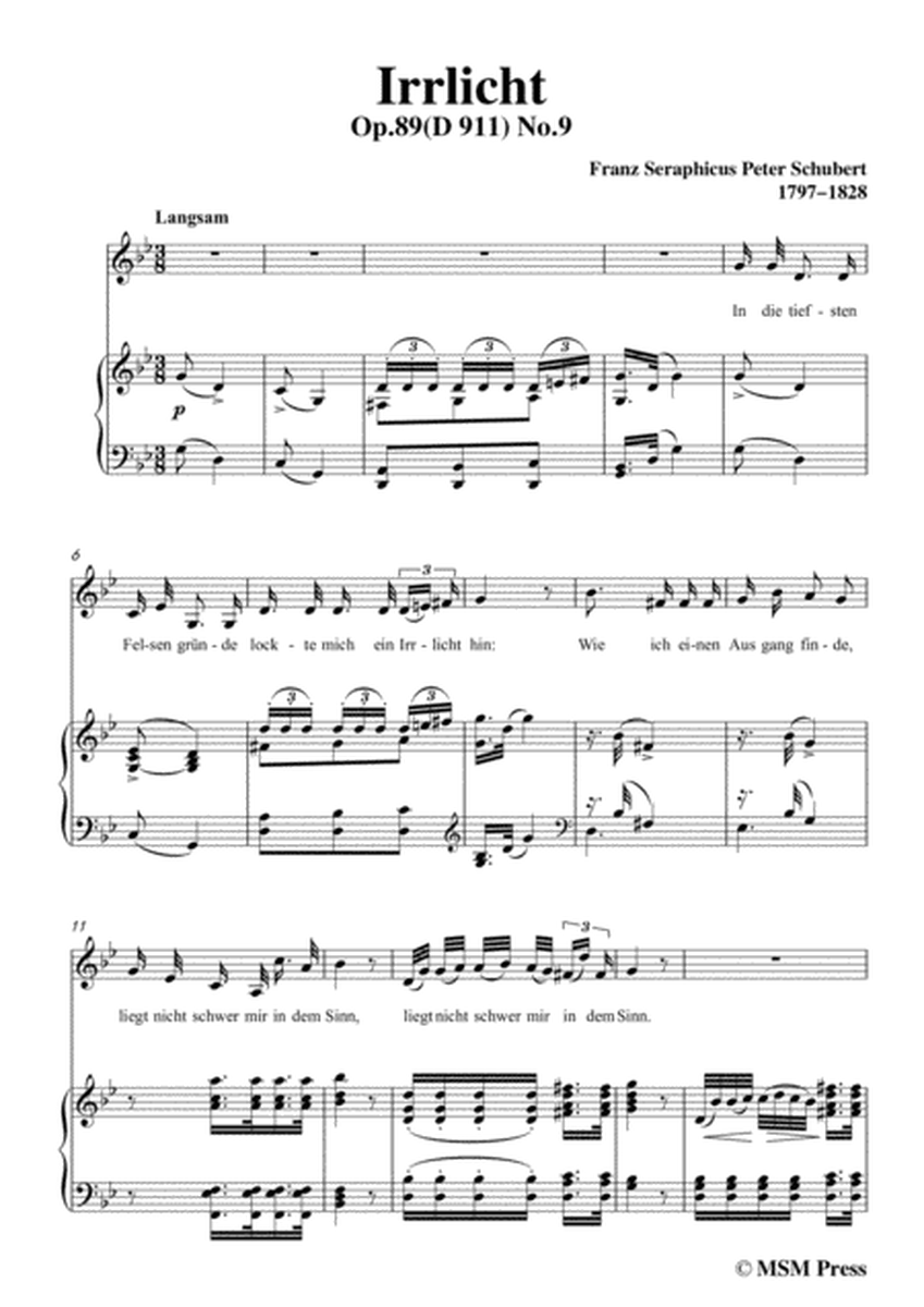 Schubert-Irrlicht,from 'Winterreise',Op.89(D.911) No.9,in g minor,for Voice&Piano image number null