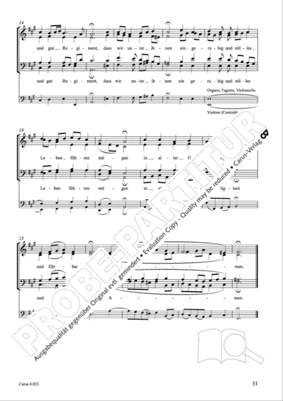Luther Lieder in settings by J. S. Bach for mixed choir SATB 4-Part scores gallery preview page 32