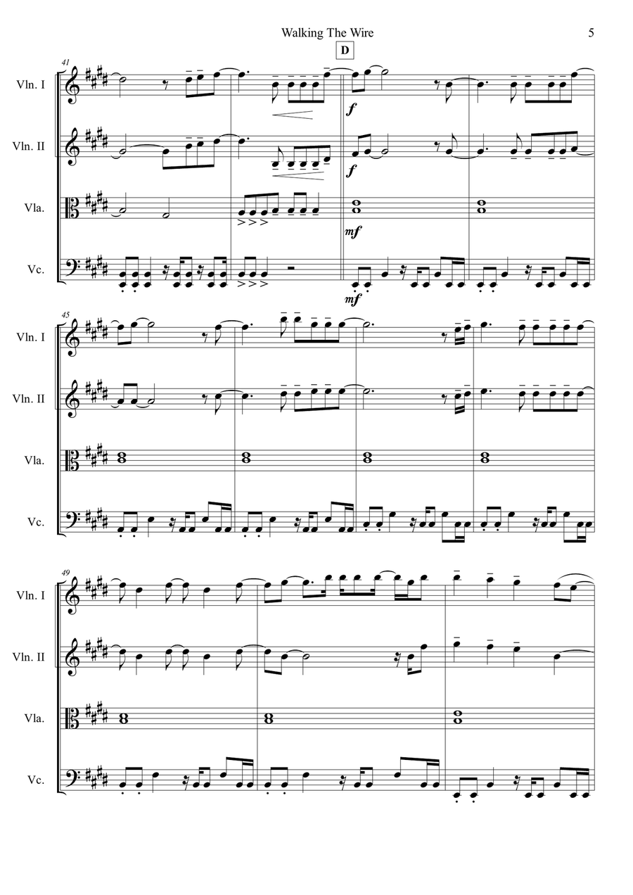 Walking The Wire String Quartet scores gallery preview page 5