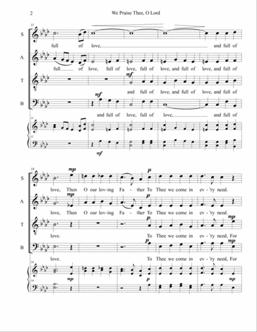 We Praise Thee, O Lord 4-Part scores gallery preview page 2