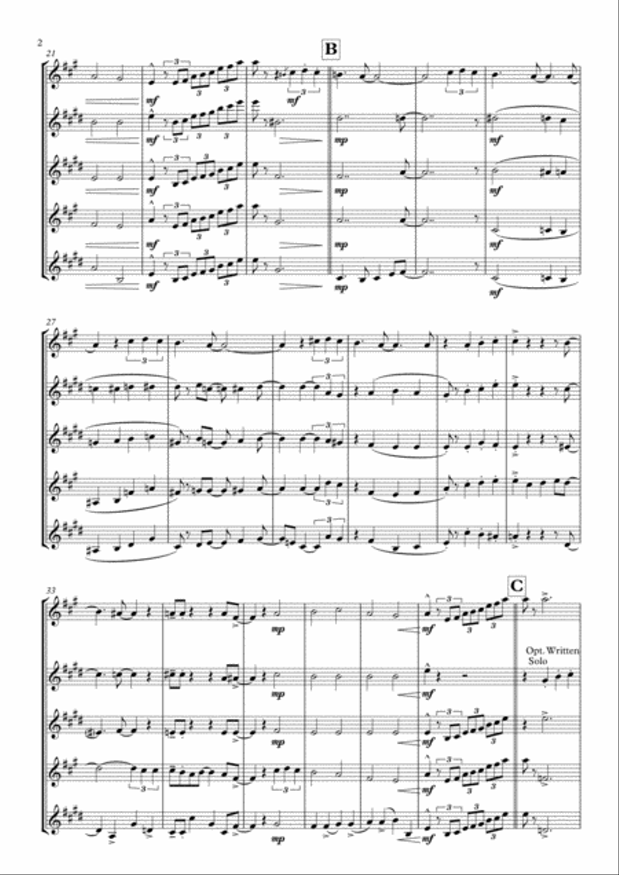 Isn't She Lovely Woodwind Quartet scores gallery preview page 2