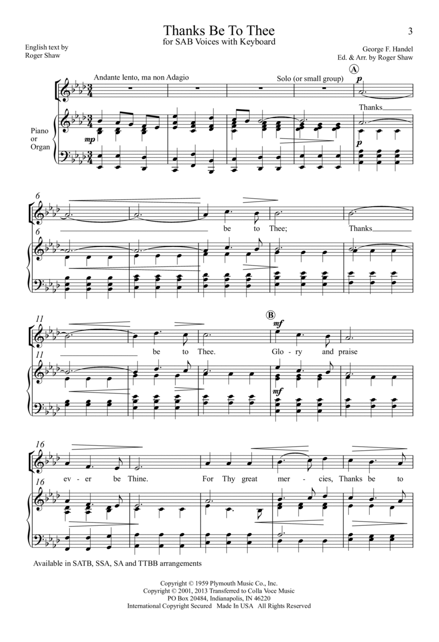 Thanks Be To Thee 3-Part scores gallery preview page 1