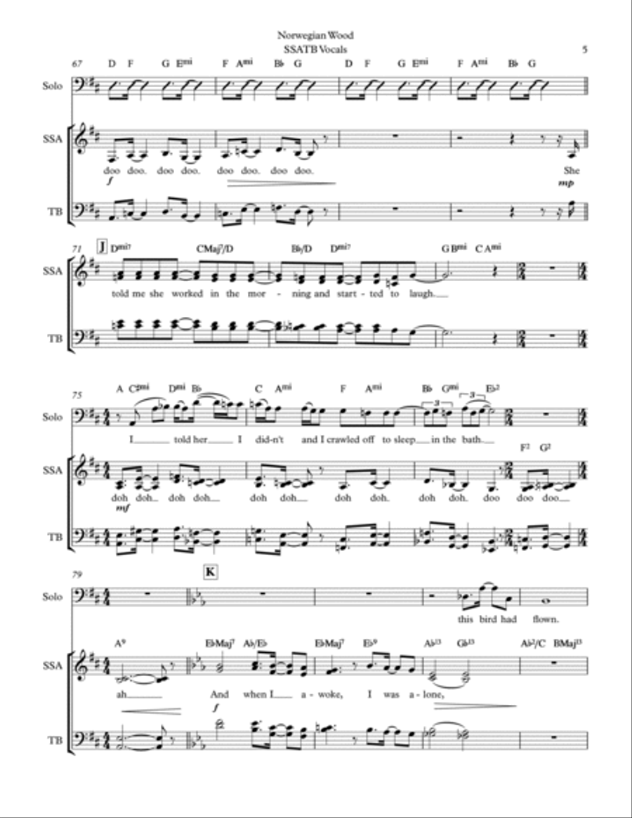 Norwegian Wood (This Bird Has Flown) Divisi scores gallery preview page 5