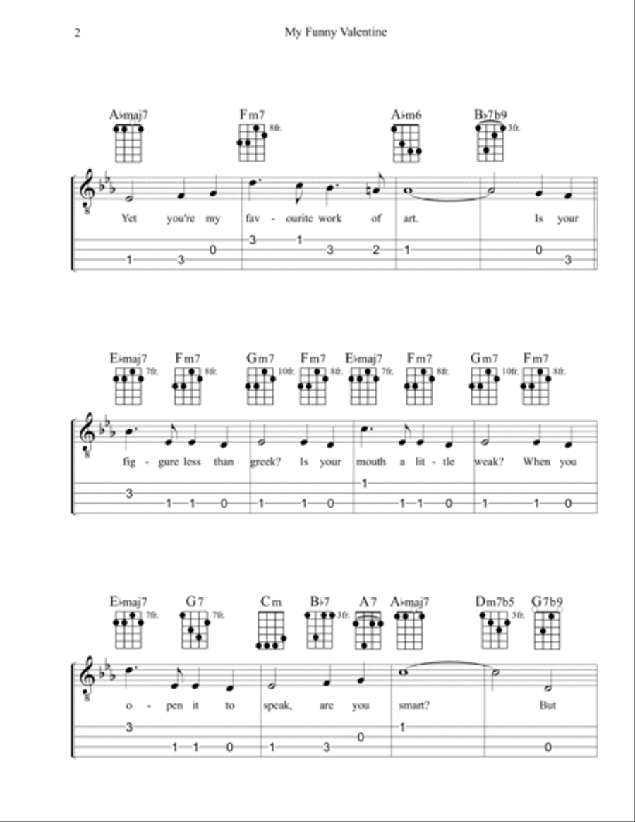 My Funny Valentine Guitar Tablature scores gallery preview page 2