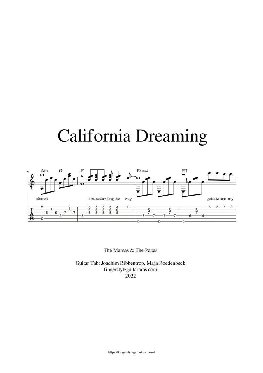 California Dreamin' Acoustic Guitar scores gallery preview page 1