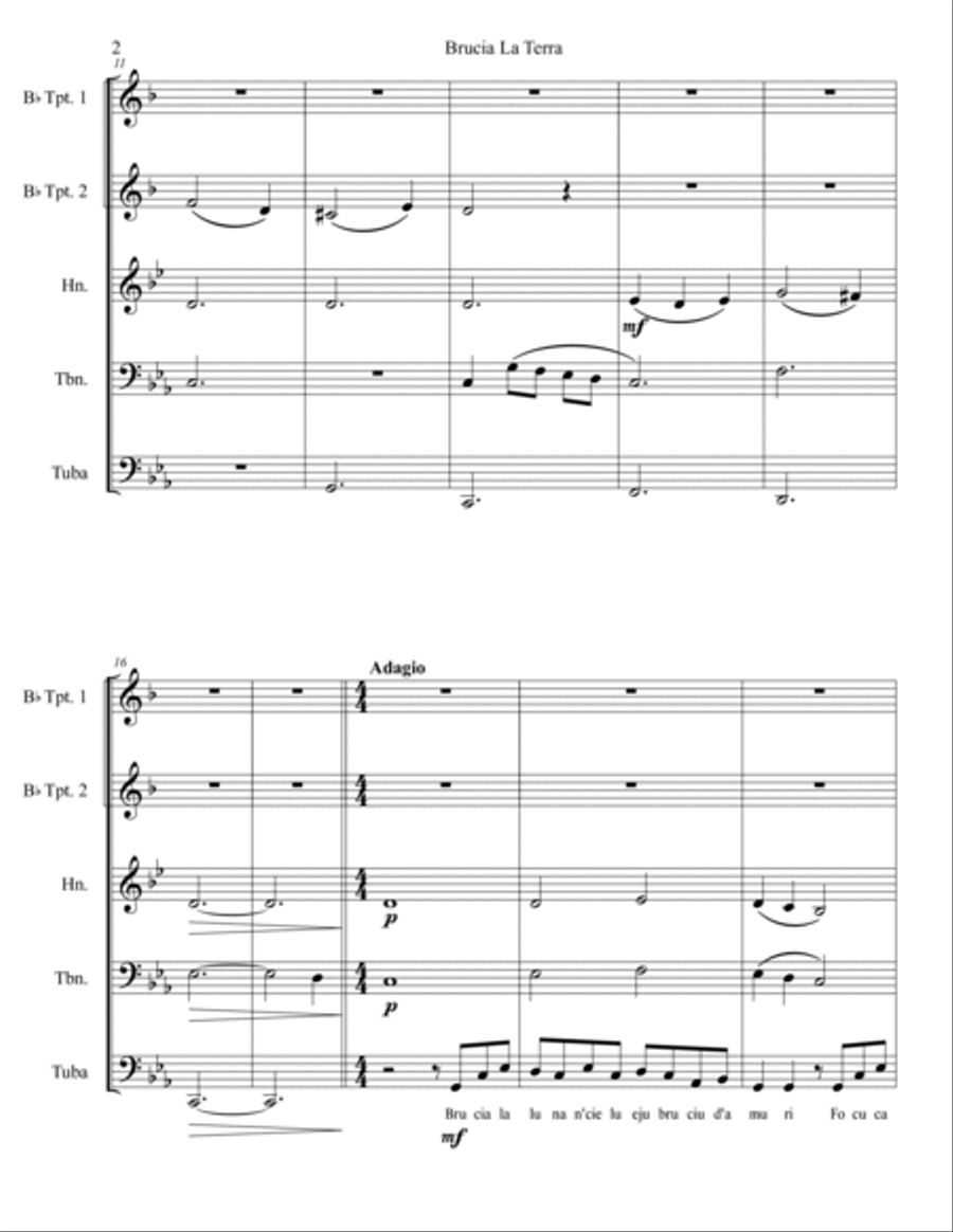 Brucia La Terra Brass Quintet scores gallery preview page 3