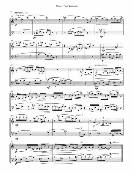 Four Elements for Violin and Trombone by Elizabeth Raum Trombone - Digital Sheet Music