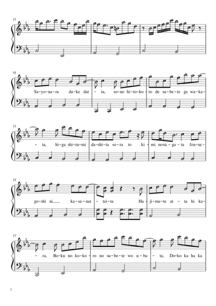 Yoruni Kakeru | Piano Solo Grade 3 Easy with note names image number null