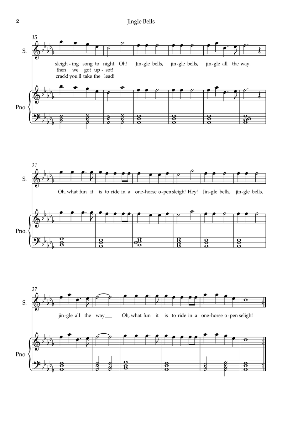 Jingle Bells Soprano Voice scores gallery preview page 2