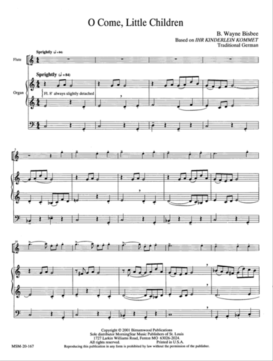 O Come, Little Children O Come, Little Children Flute scores gallery preview page 1