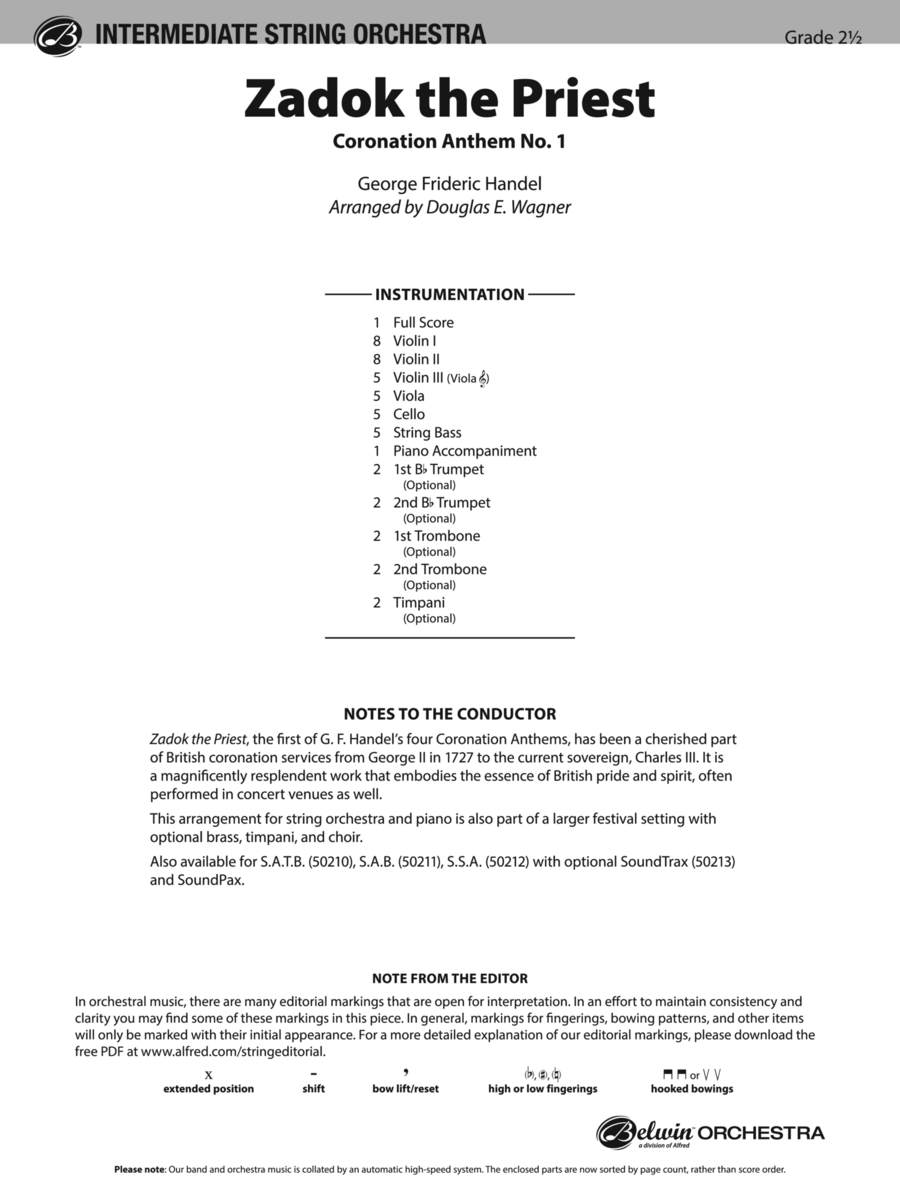 Zadok the Priest: Score Zadok the Priest: Score String Orchestra scores gallery preview page 1