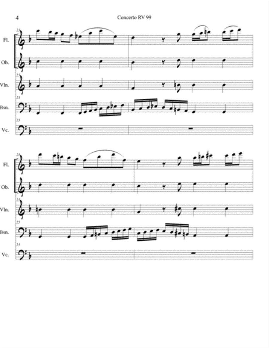 Concerto for Flute, Oboe, Violin, Bassoon and Continuo RV 99 Chamber Orchestra scores gallery preview page 5